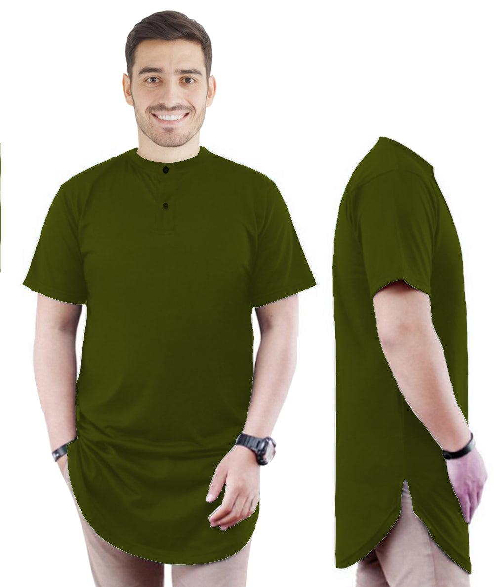 Kurta Pria Baju Koko Round Neck Pria Polos Tangan Pendek Belah Pinggir