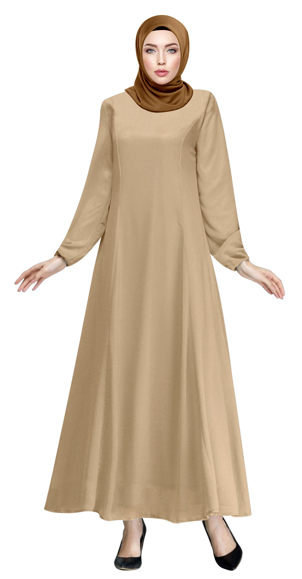 Gamis Abaya Flary Polos Tangan Kerut