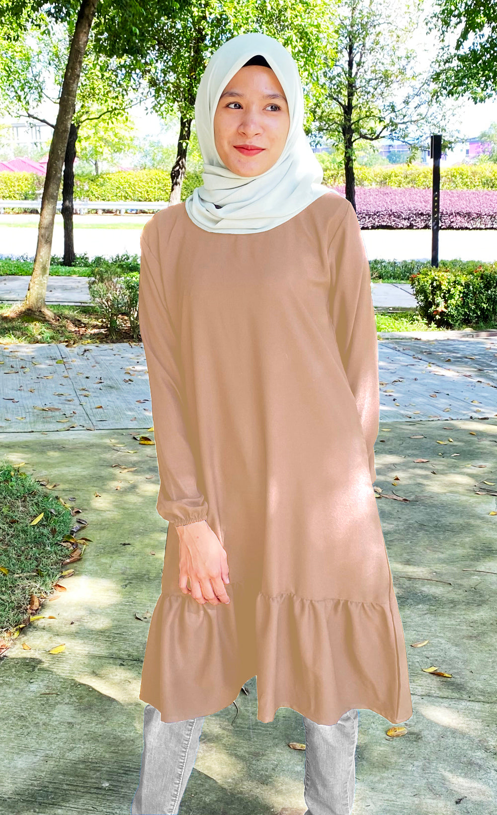 Blouse Tunic Ruffle Tangan Kerut Rample Bawah