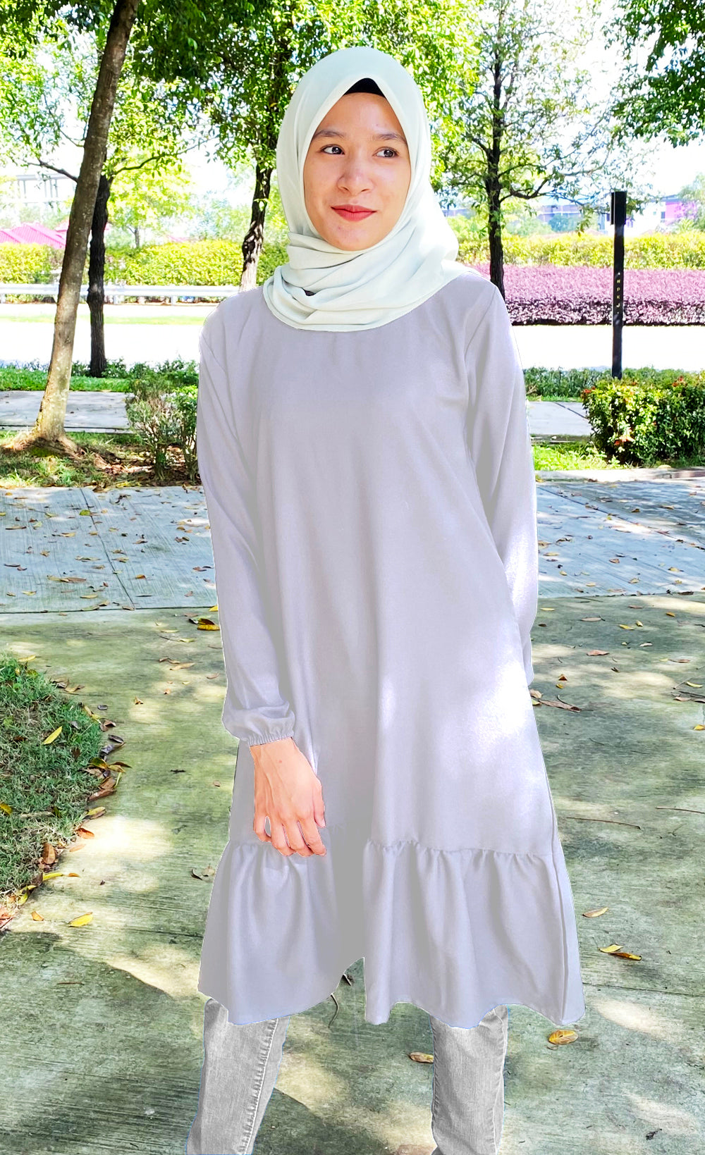 Blouse Tunic Ruffle Tangan Kerut Rample Bawah