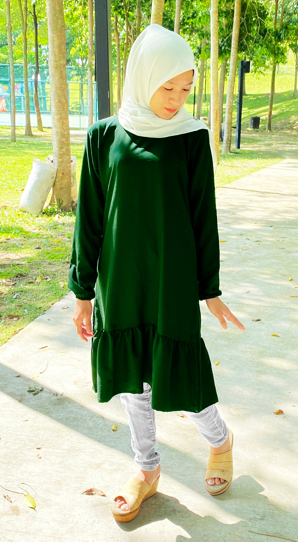 Blouse Tunic Ruffle Tangan Kerut Rample Bawah