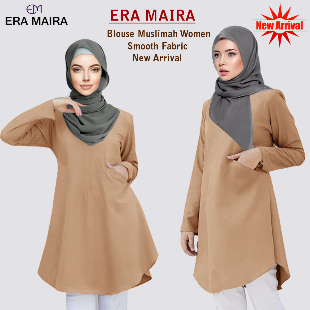 Blouse Polos Kantong Pinggir Tangan Panjang