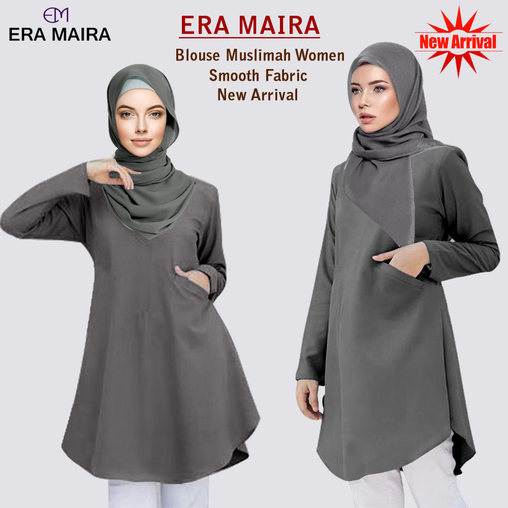 Blouse Polos Kantong Pinggir Tangan Panjang