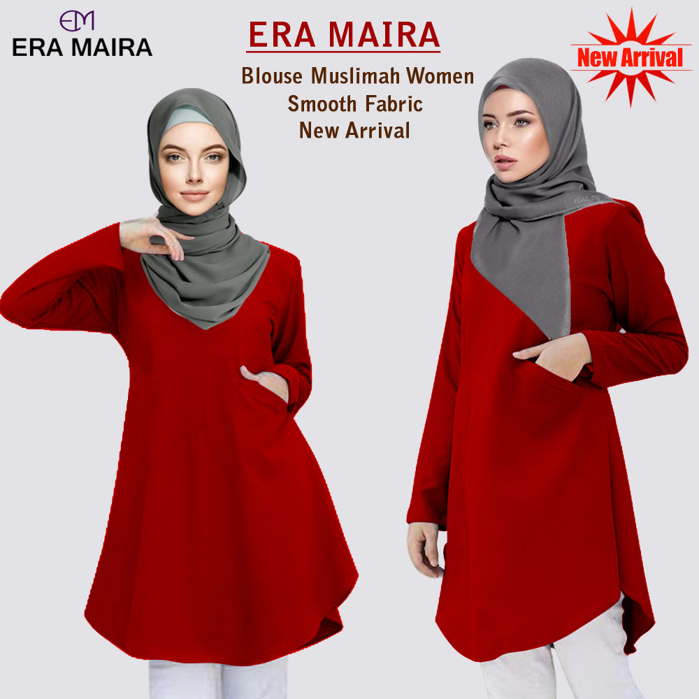 Blouse Polos Kantong Pinggir Tangan Panjang