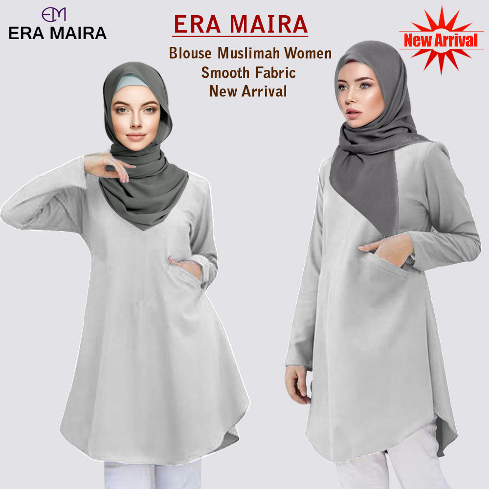 Blouse Polos Kantong Pinggir Tangan Panjang