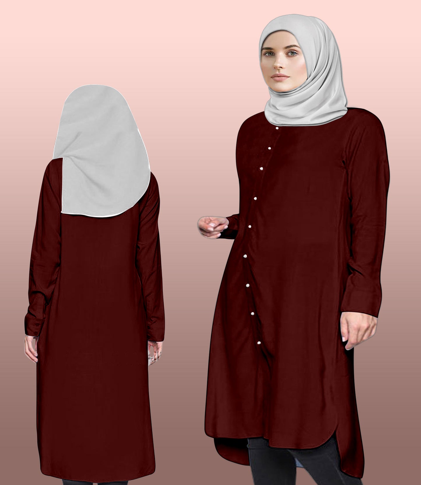 Blouse Tunic Round Bottom Full Kancing