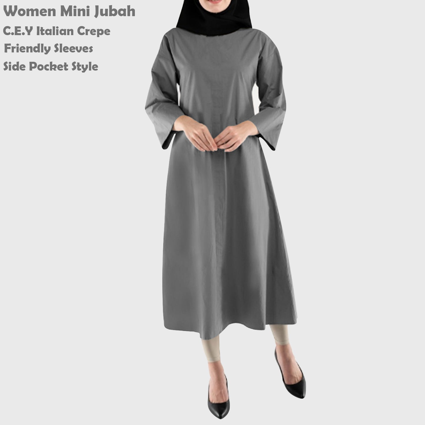 Gamis Abaya Polos 3/4, Gamis Pendek Polos Fashion Wanita
