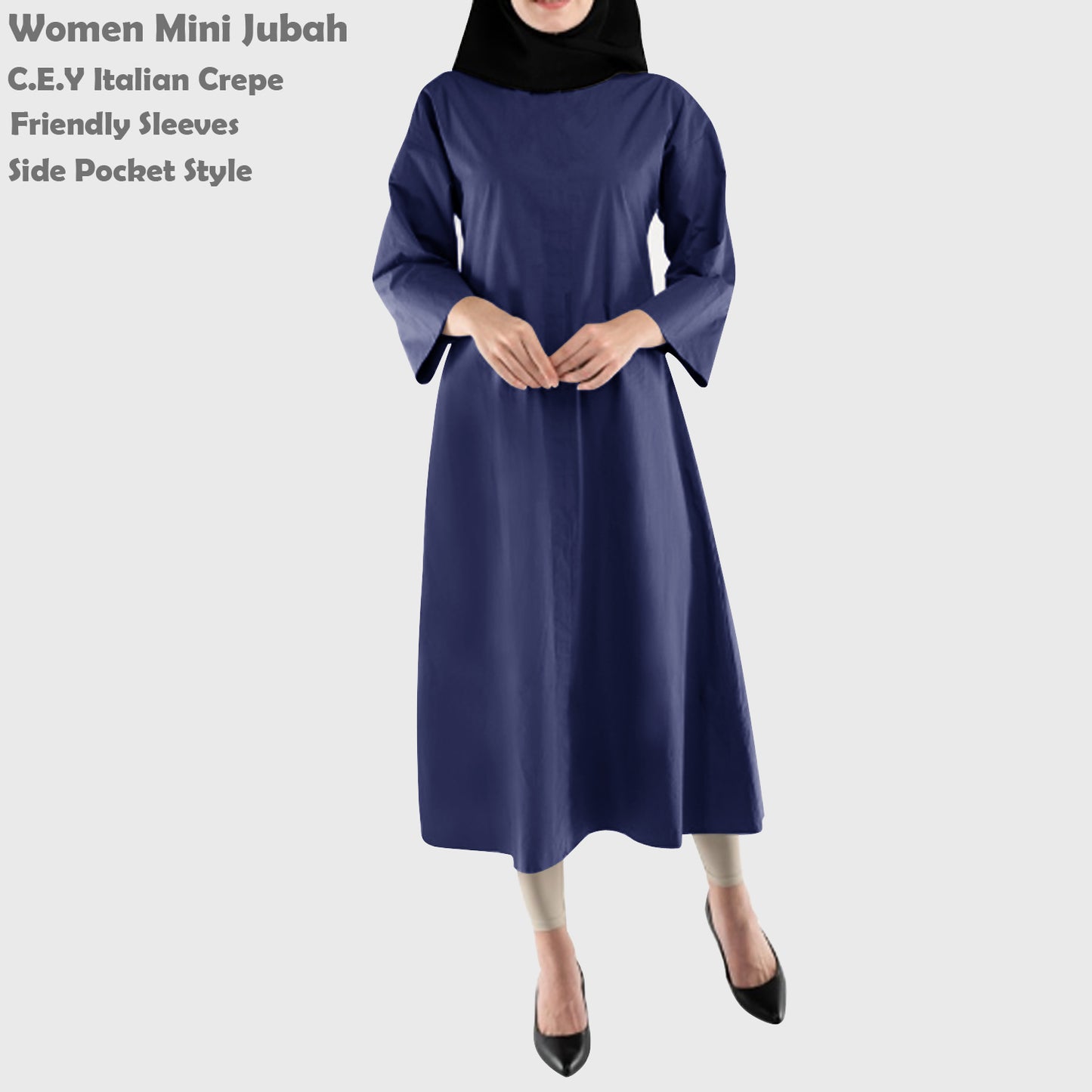 Gamis Abaya Polos 3/4, Gamis Pendek Polos Fashion Wanita