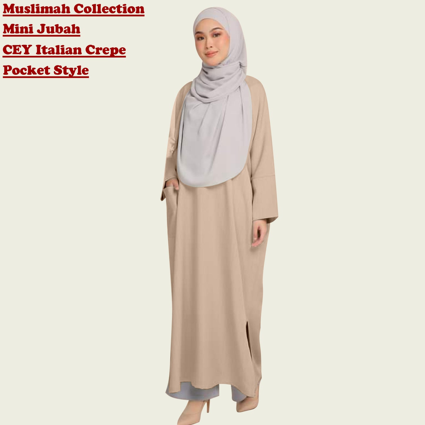 Mini Gamis Abaya Wanita Pocket Style Belahan Pinggir