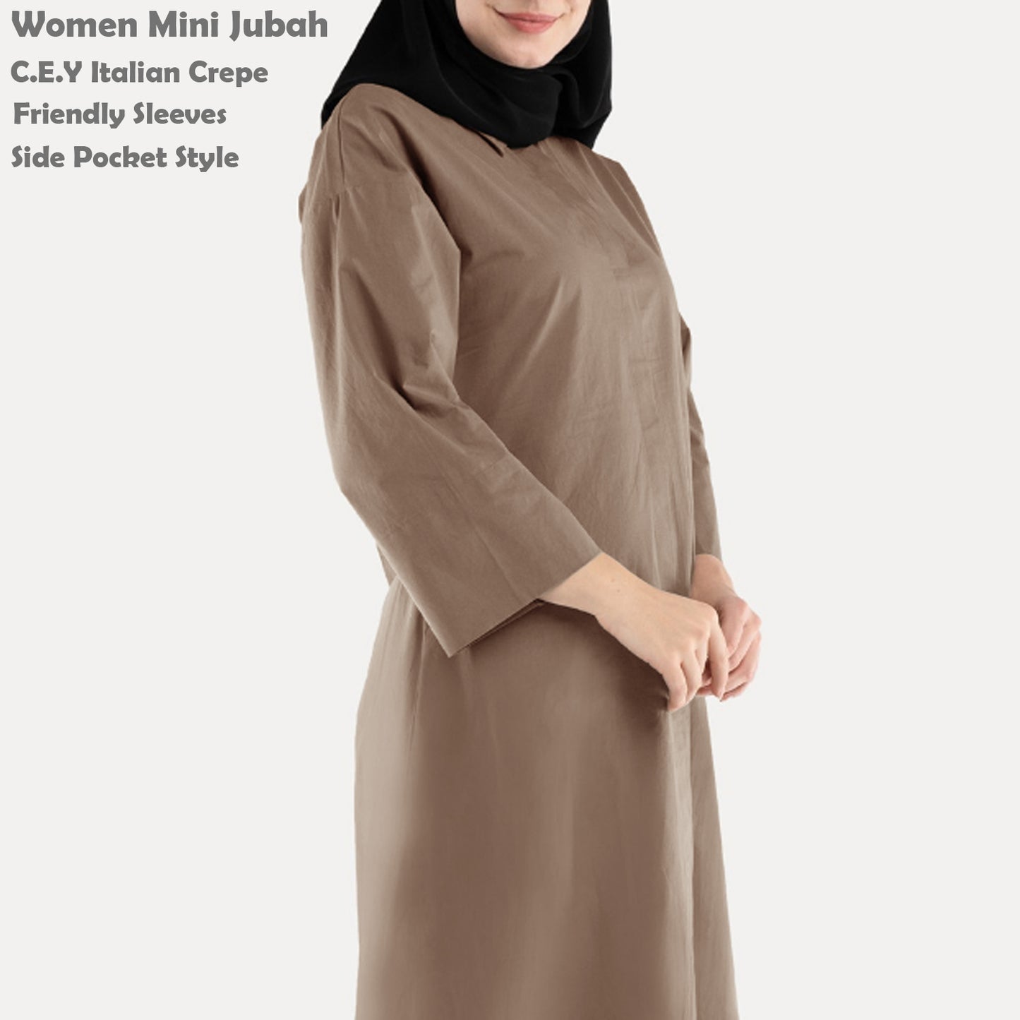 Gamis Abaya Polos 3/4, Gamis Pendek Polos Fashion Wanita