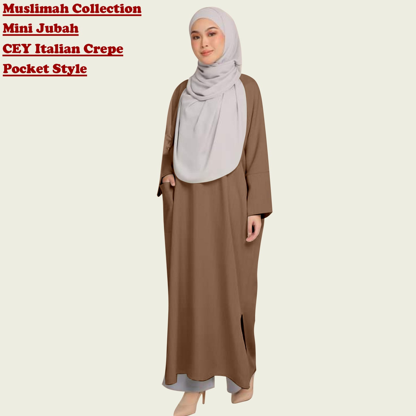 Mini Gamis Abaya Wanita Pocket Style Belahan Pinggir