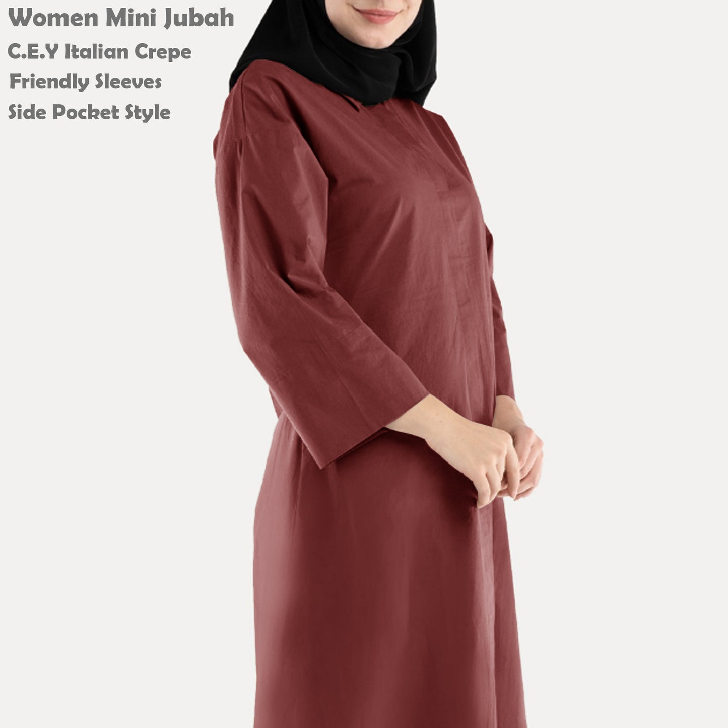 Gamis Abaya Polos 3/4, Gamis Pendek Polos Fashion Wanita