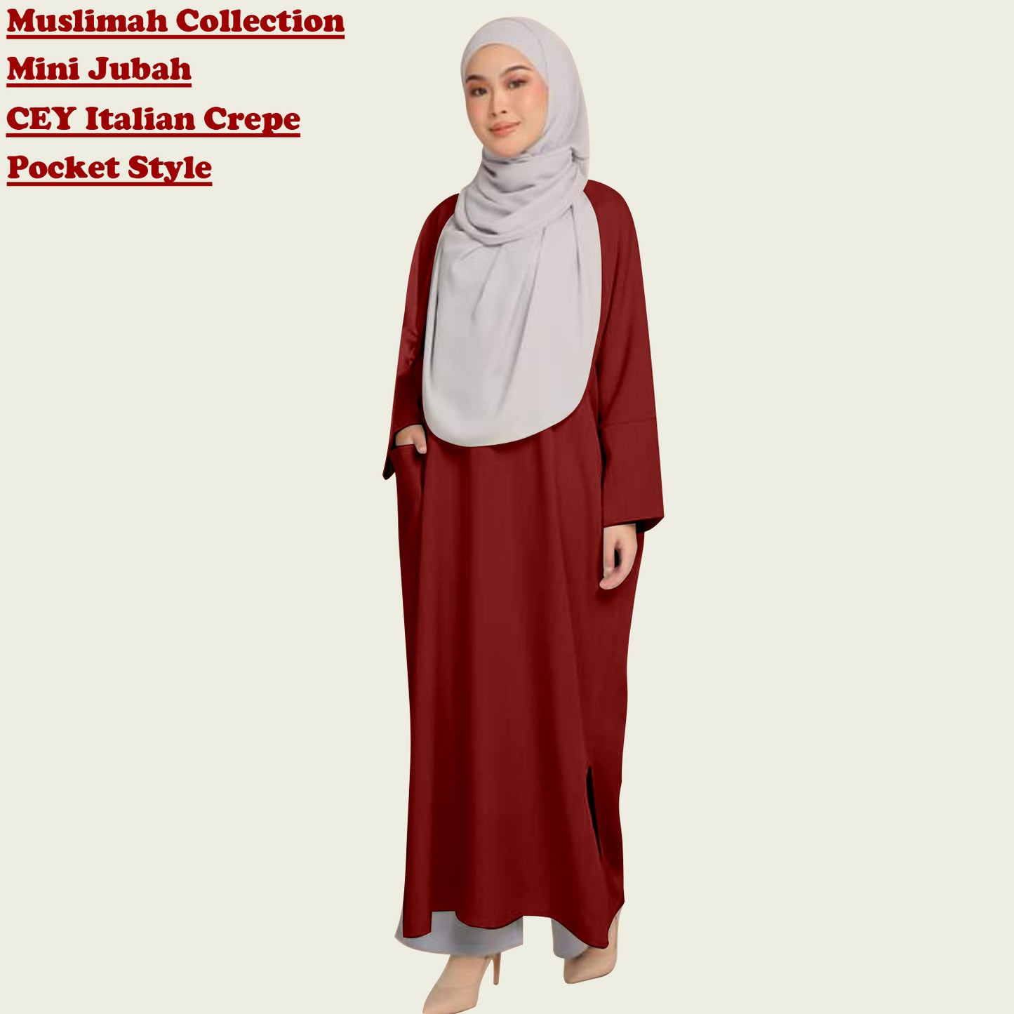 Mini Gamis Abaya Wanita Pocket Style Belahan Pinggir
