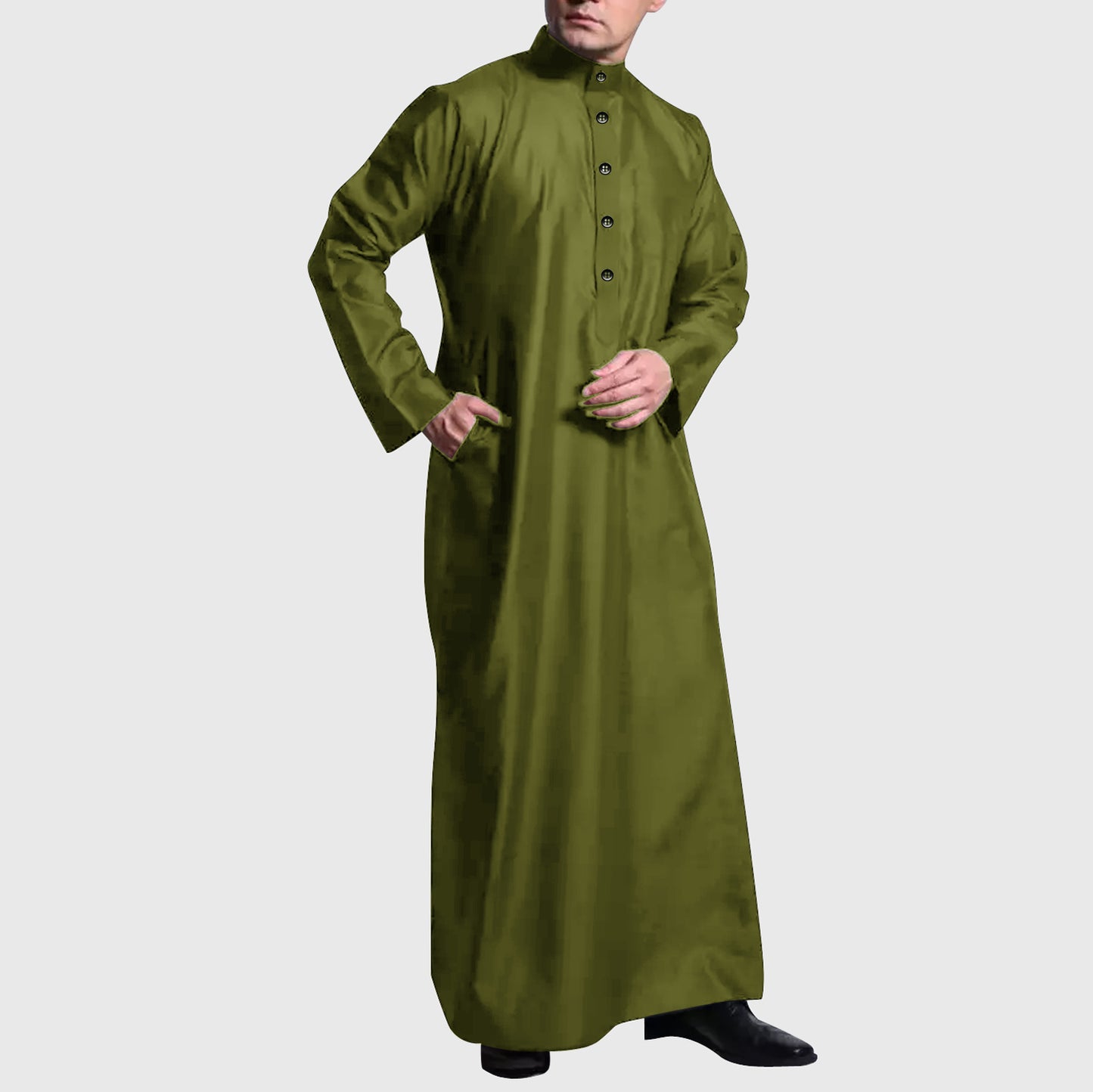 Jubah Men Polos Pocket Style Kancing