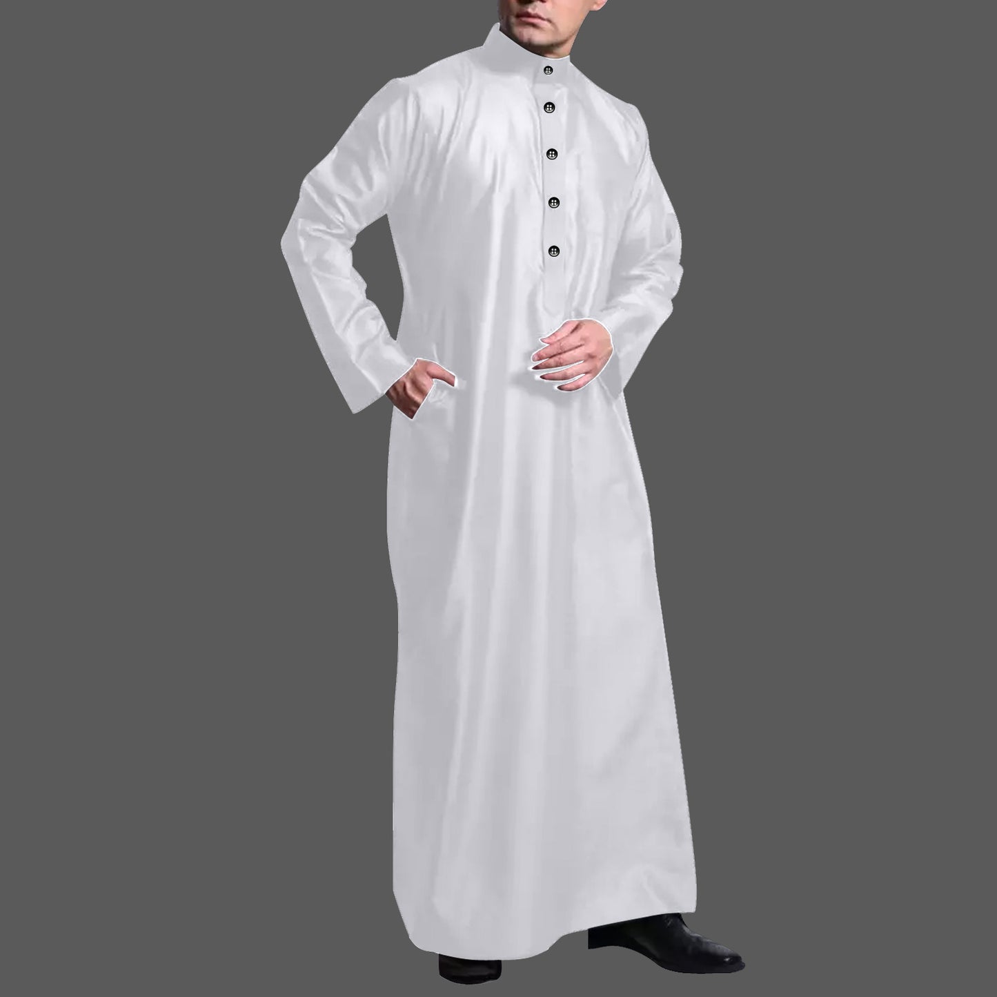 Jubah Men Polos Pocket Style Kancing