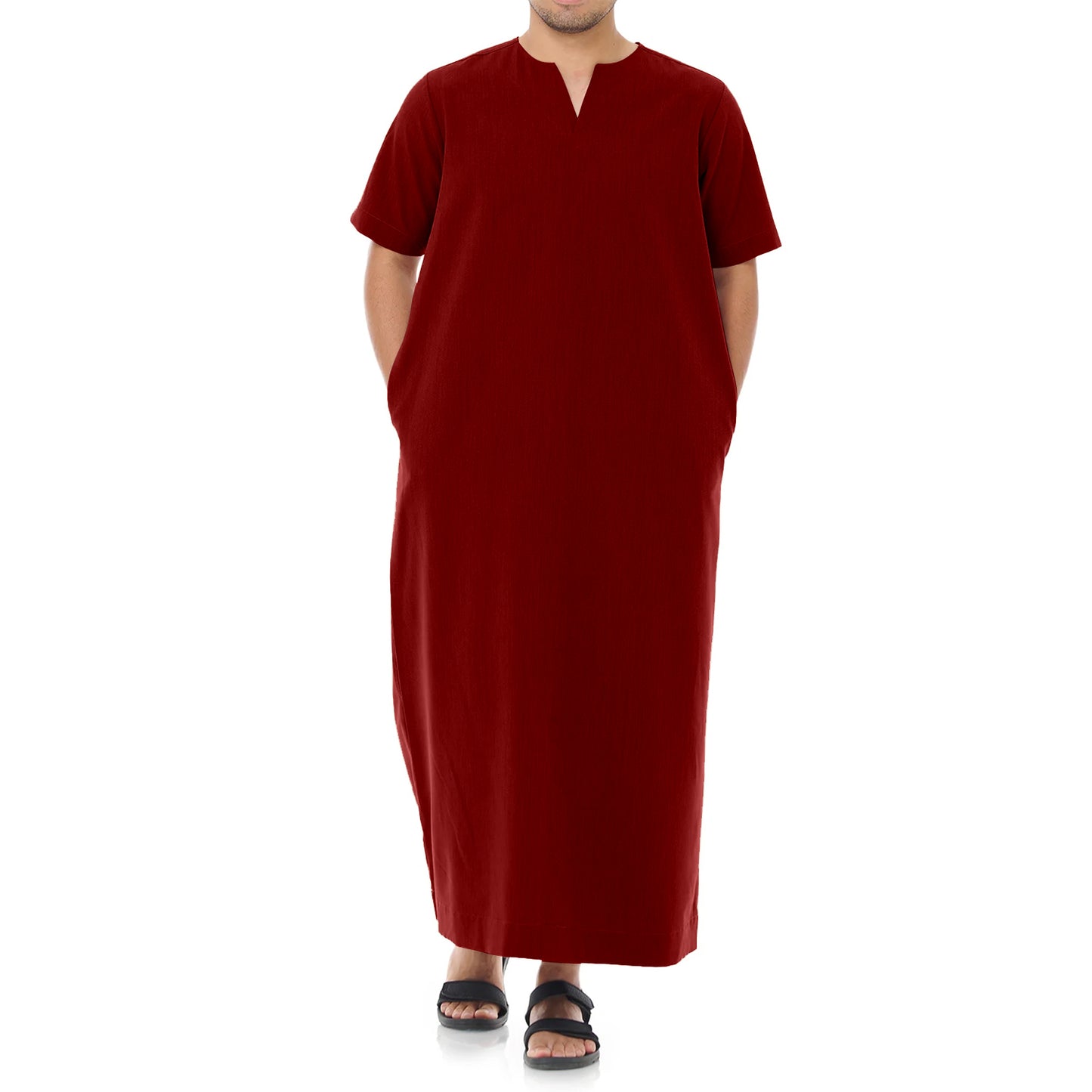 Jubah Pria Polos Kantong Pinggir Kerah V
