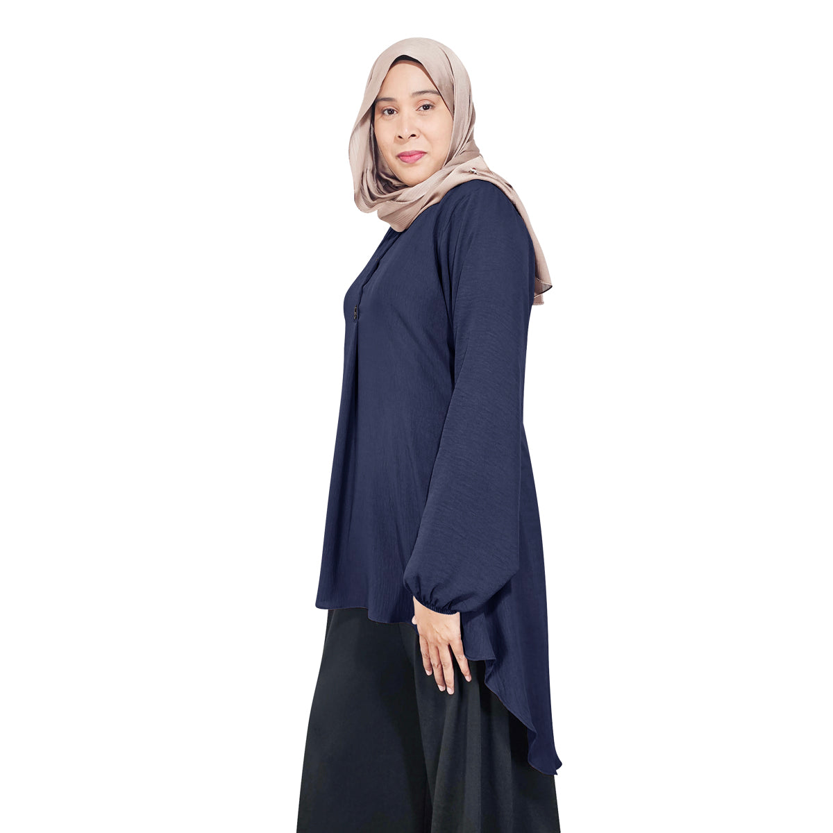 Blouse Button Pleated Tangan Panjang Wanita Muslim