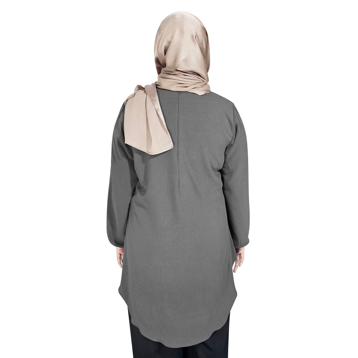 Blouse Button Pleated Tangan Panjang Wanita Muslim