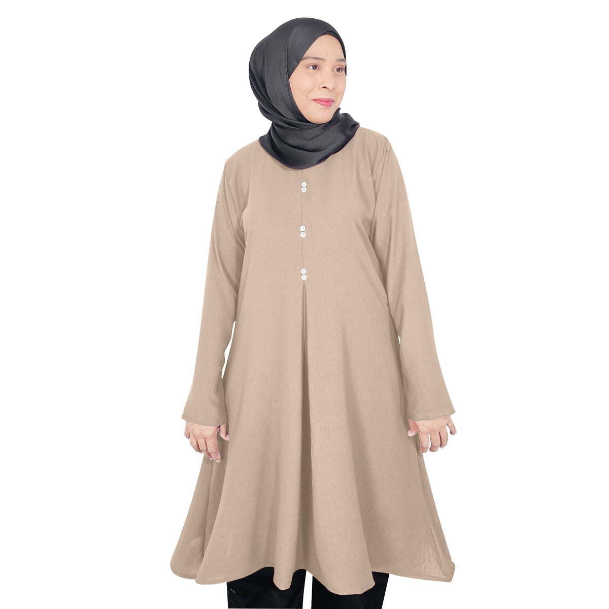 Blouse Tunic Mink Kancing Lipatan Tengah