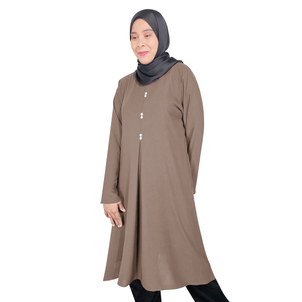 Blouse Tunic Mink Kancing Lipatan Tengah