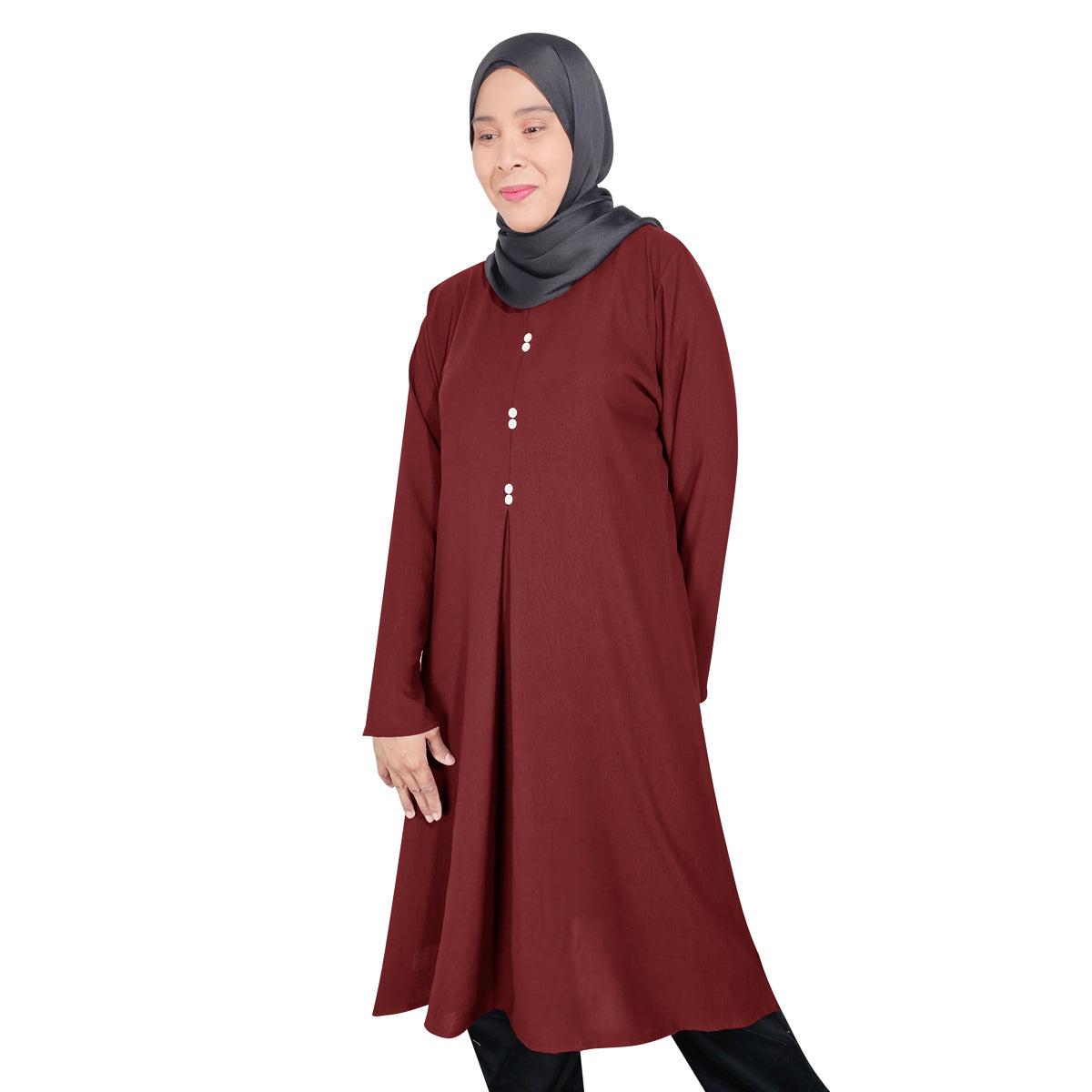 Blouse Tunic Mink Kancing Lipatan Tengah