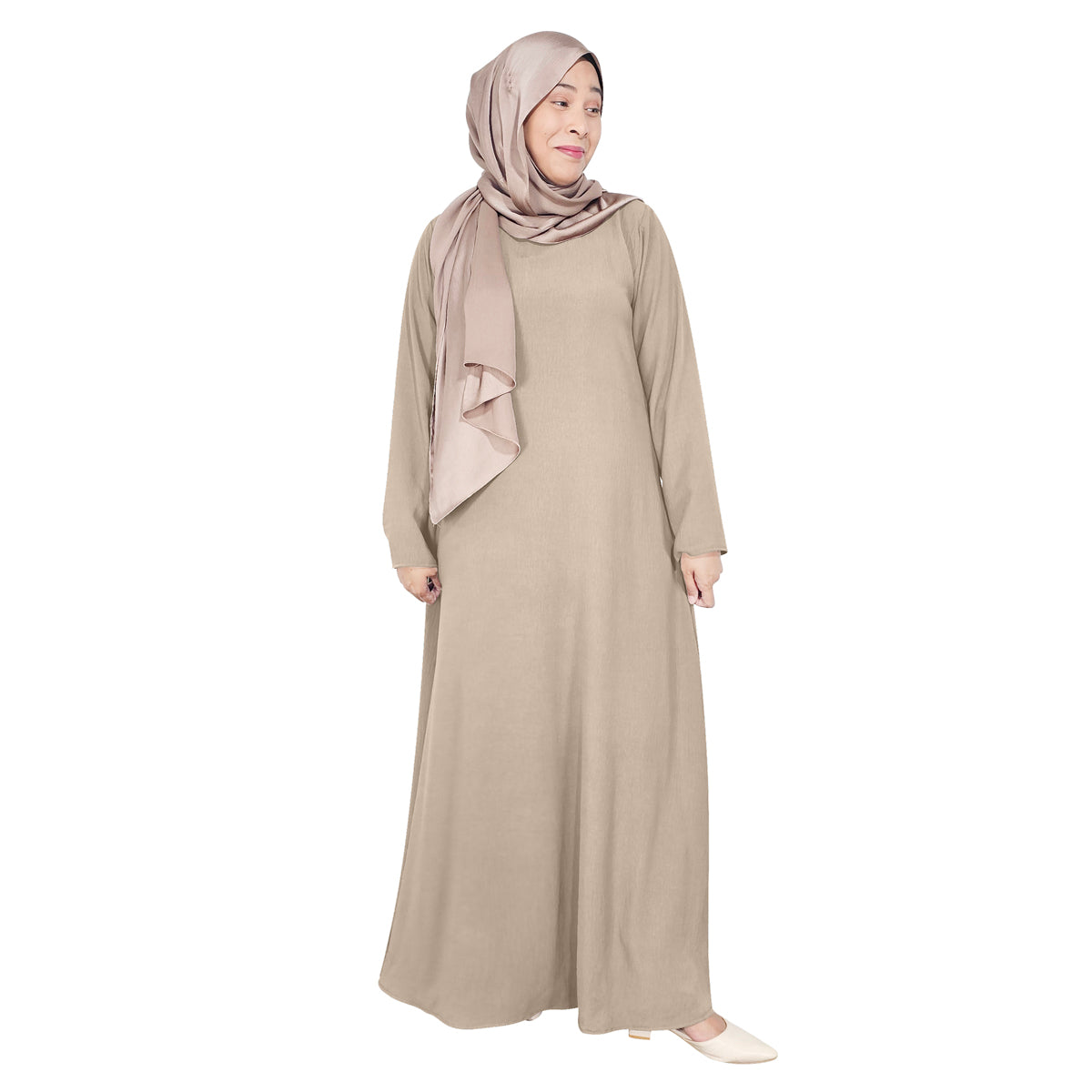 Gamis Abaya Polos Wanita Muslim Kantong Pinggir Tangan Panjang