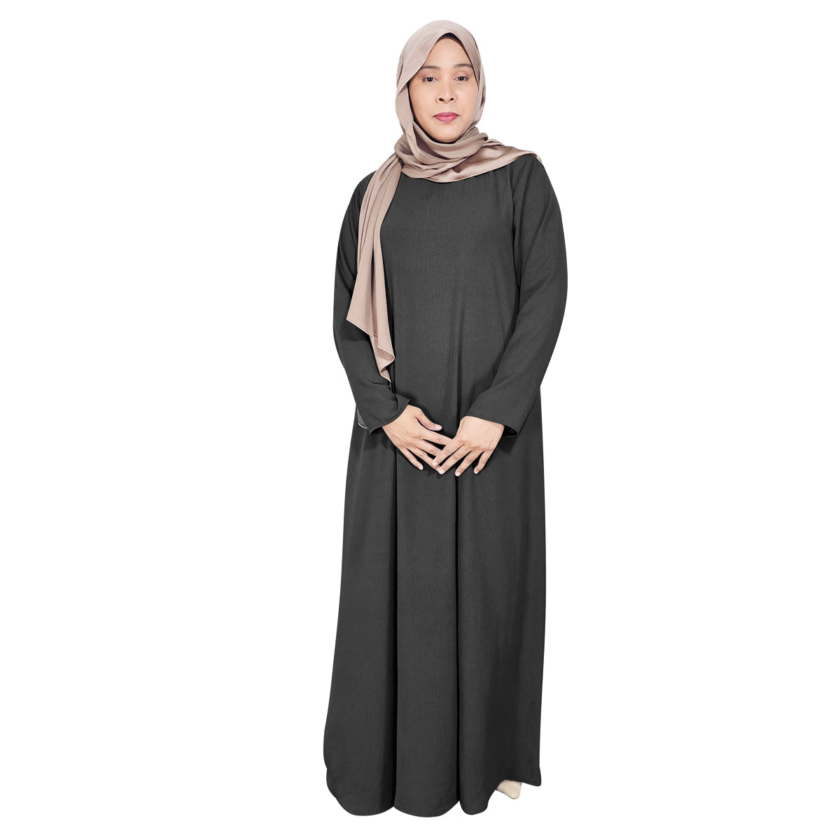 Gamis Abaya Polos Wanita Muslim Kantong Pinggir Tangan Panjang