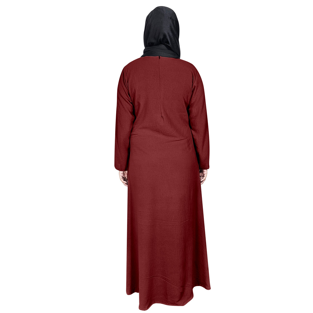 Gamis Abaya Panjang Wanita Muslim Kancing 4 Tangan Panjang dan 1 Lipatan Tengah