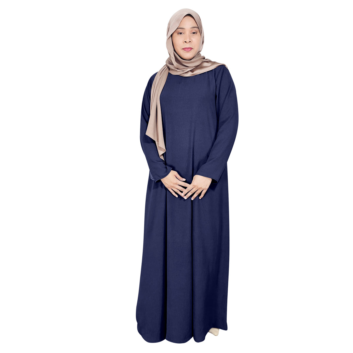 Gamis Abaya Polos Wanita Muslim Kantong Pinggir Tangan Panjang