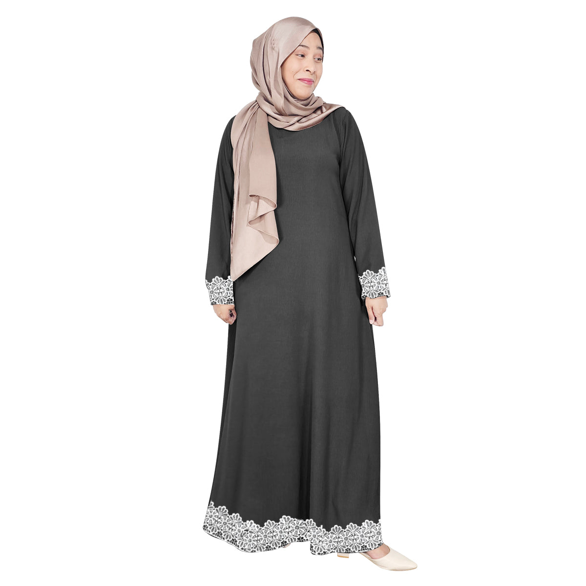 Gamis Abaya Long Lace Dress Tangan Panjang Wanita Muslim