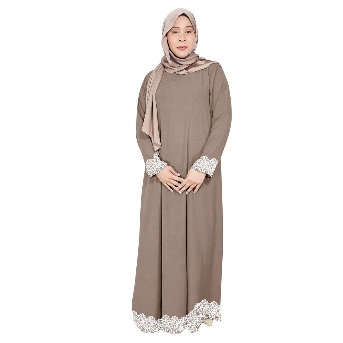 Gamis Abaya Long Lace Dress Tangan Panjang Wanita Muslim