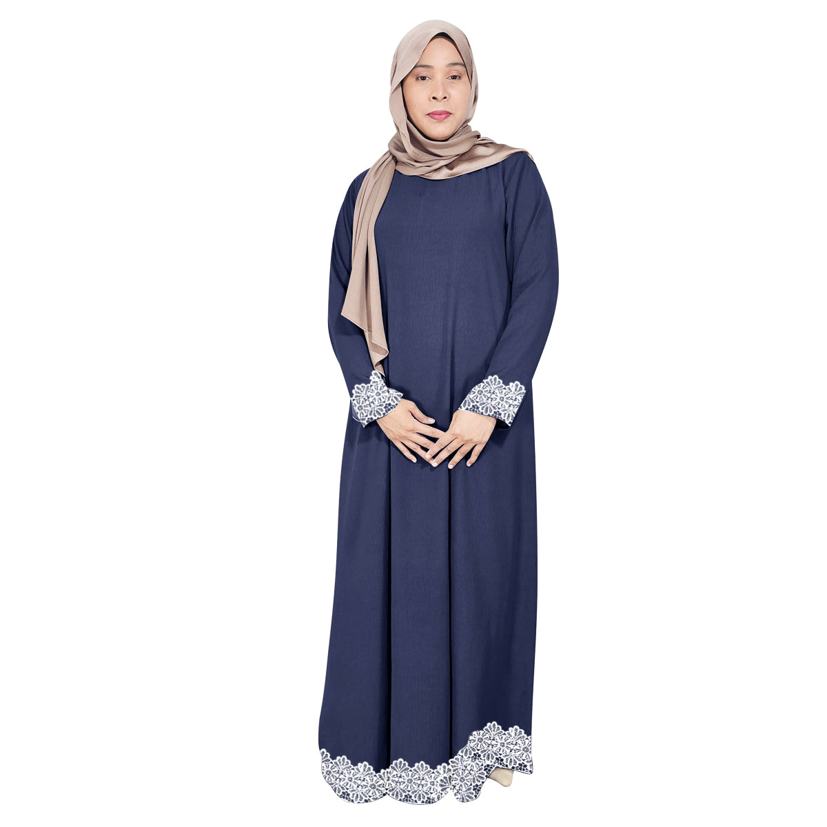 Gamis Abaya Long Lace Dress Tangan Panjang Wanita Muslim