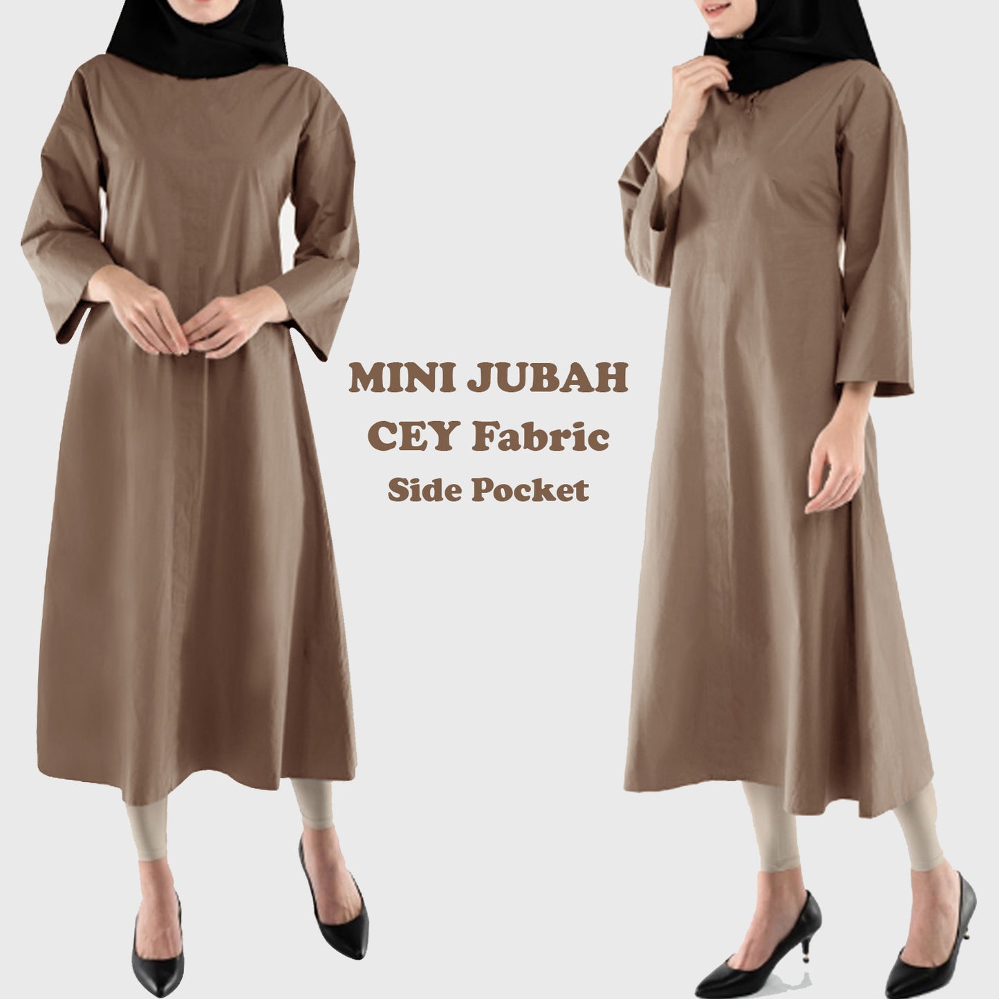Gamis Abaya Polos 3/4, Gamis Pendek Polos Fashion Wanita