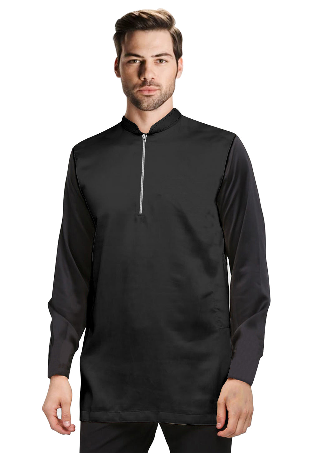 Baju Koko | Kurta Pria Muslim Sleting Depan Dua Warna Tangan Panjang