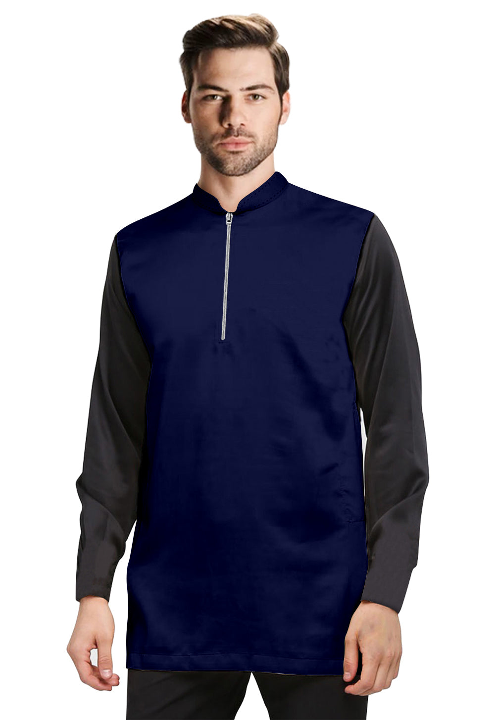 Baju Koko | Kurta Pria Muslim Sleting Depan Dua Warna Tangan Panjang