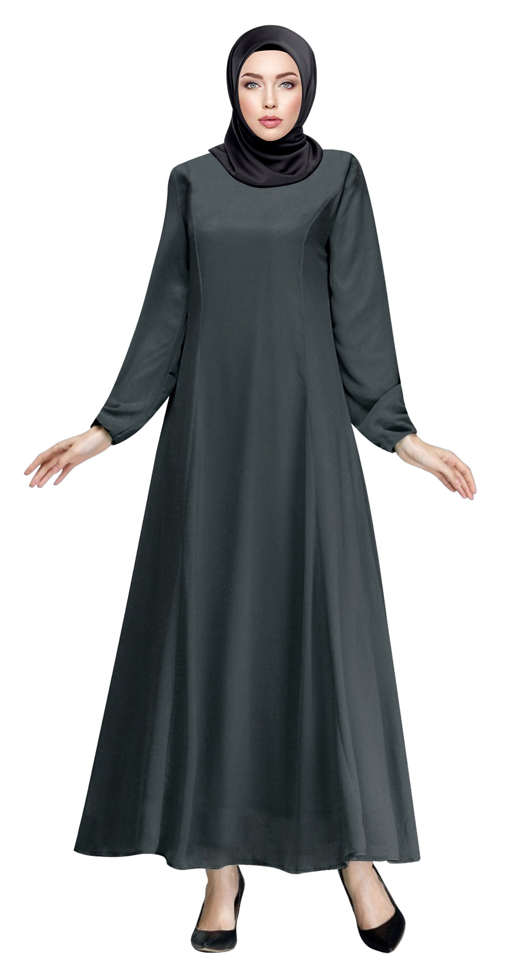 Gamis Abaya Flary Polos Tangan Kerut