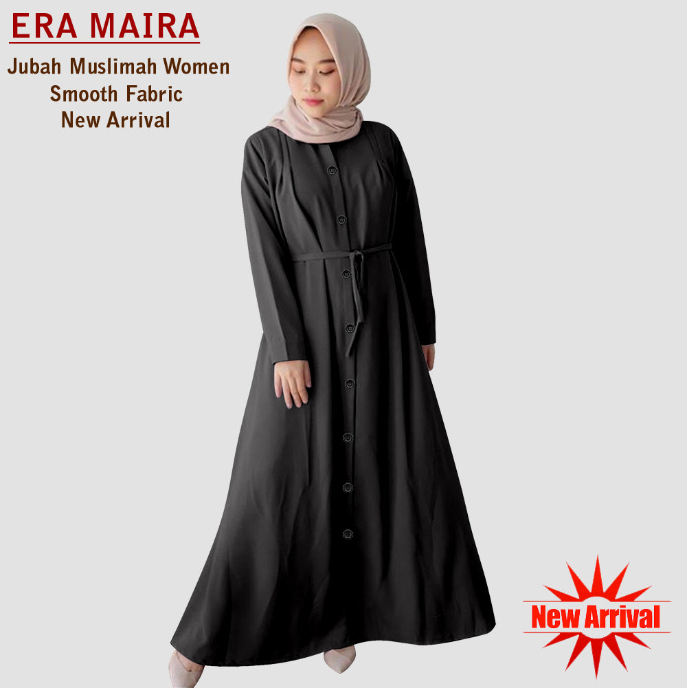 Gamis Abaya Wanita Muslim Full Kancing Belt Tali