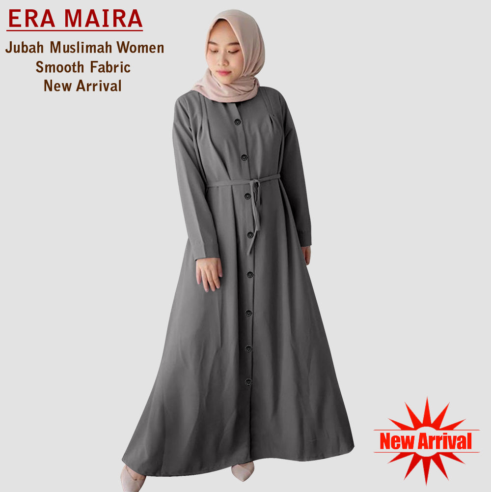 Gamis Abaya Wanita Muslim Full Kancing Belt Tali