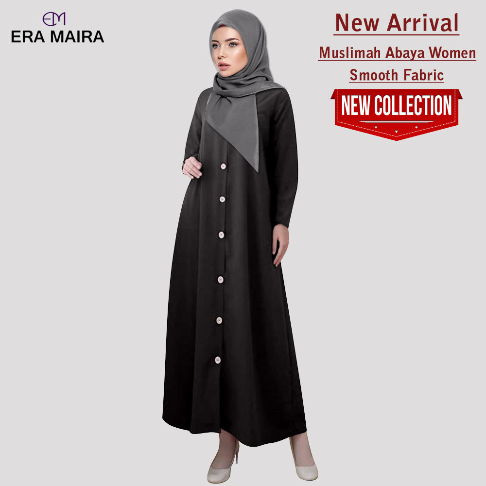 Gamis Abaya Wanita Muslim Full Kancing Polos Kekinian