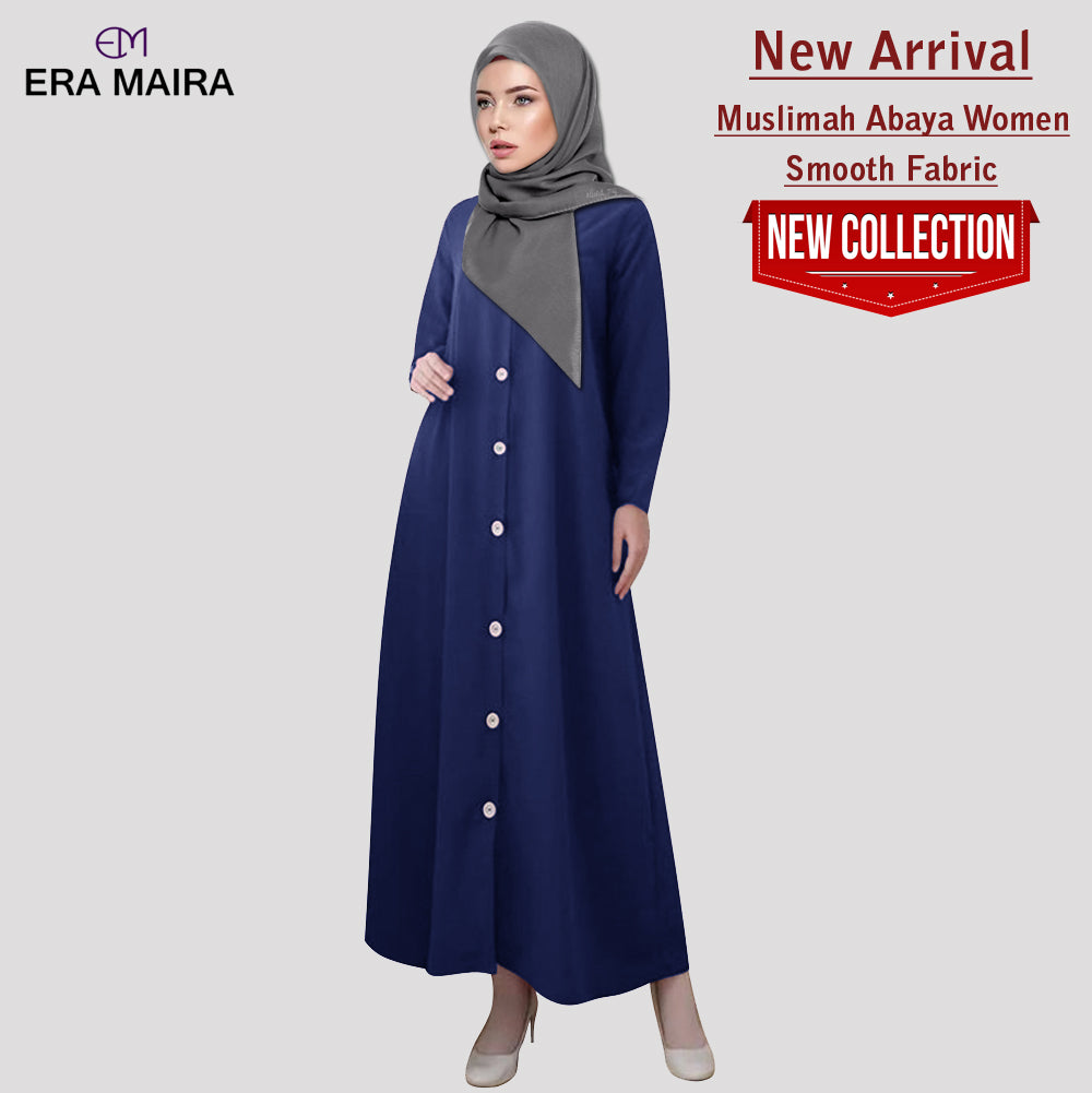 Gamis Abaya Wanita Muslim Full Kancing Polos Kekinian