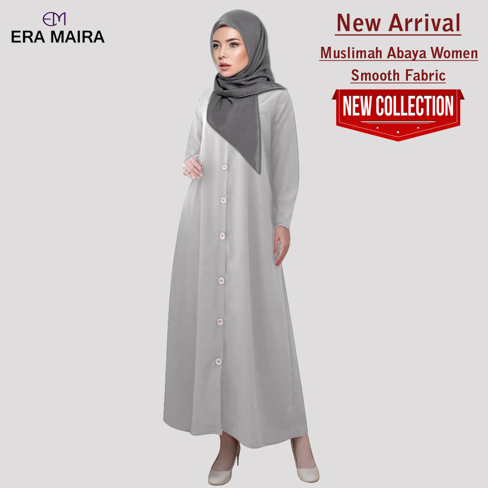Gamis Abaya Wanita Muslim Full Kancing Polos Kekinian