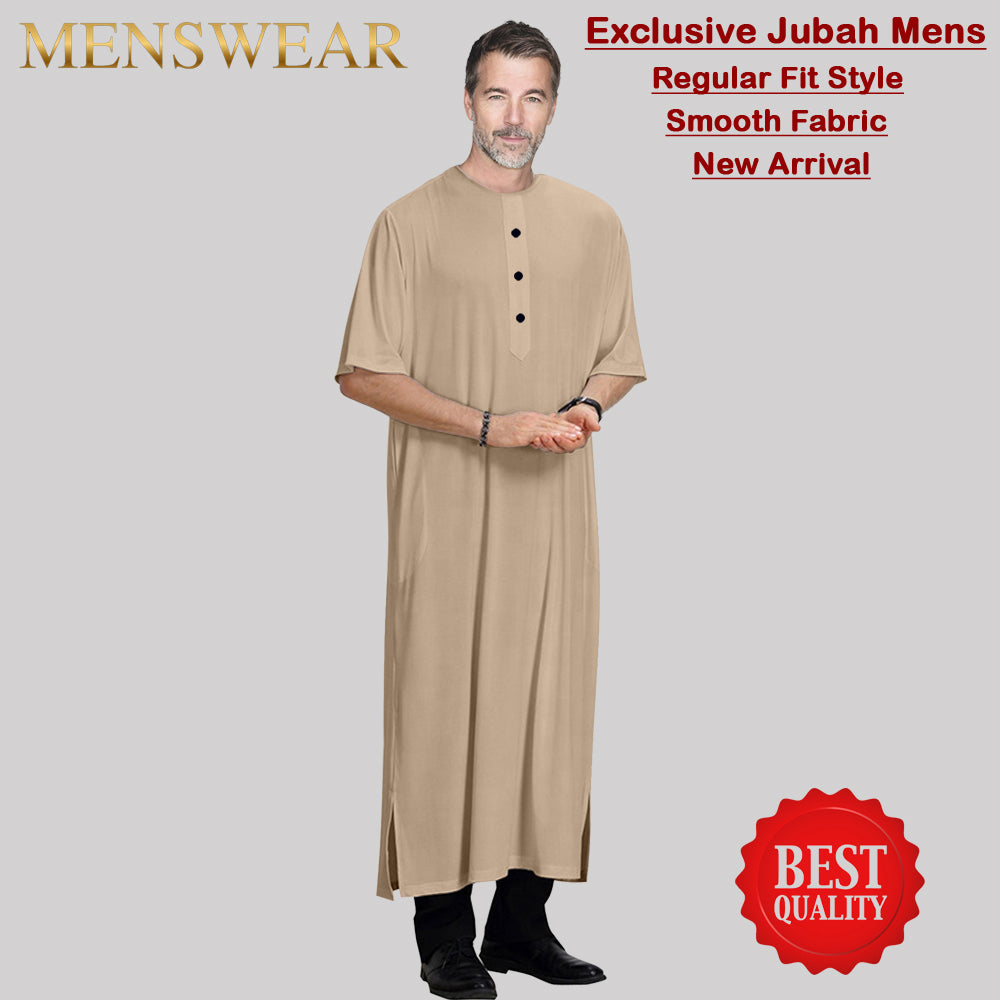 Gamis Muslim Pria Half Sleeve Round Neck baru design