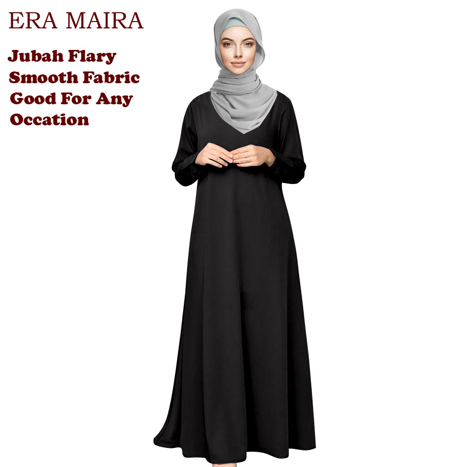 Gamis Abaya Flary Polos Tangan Panjang Kancing - Abaya Jubah Trendy