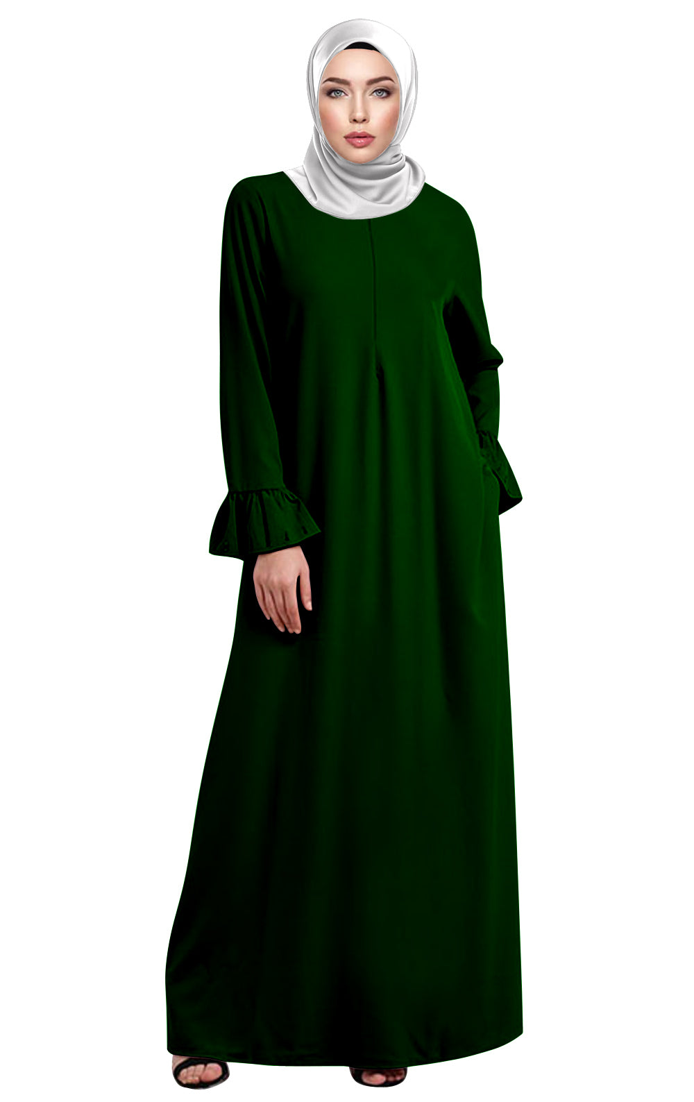 Gamis Abaya Ruffle Sleeves Polos Tangan Panjang Rample