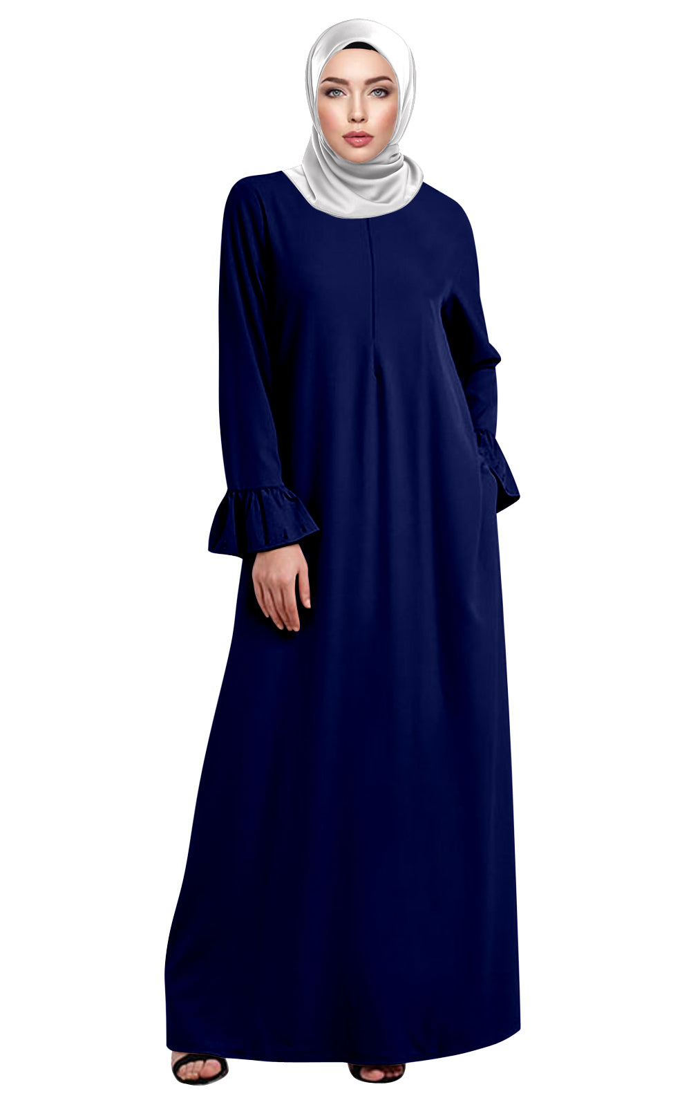 Gamis Abaya Ruffle Sleeves Polos Tangan Panjang Rample