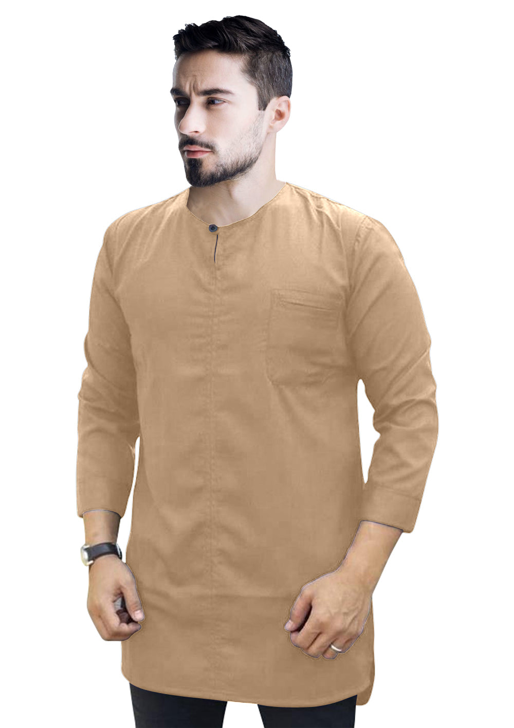Baju Koko Muslim Pria Polos | Kurta Pria Kekinian Kancing Depan Kecil