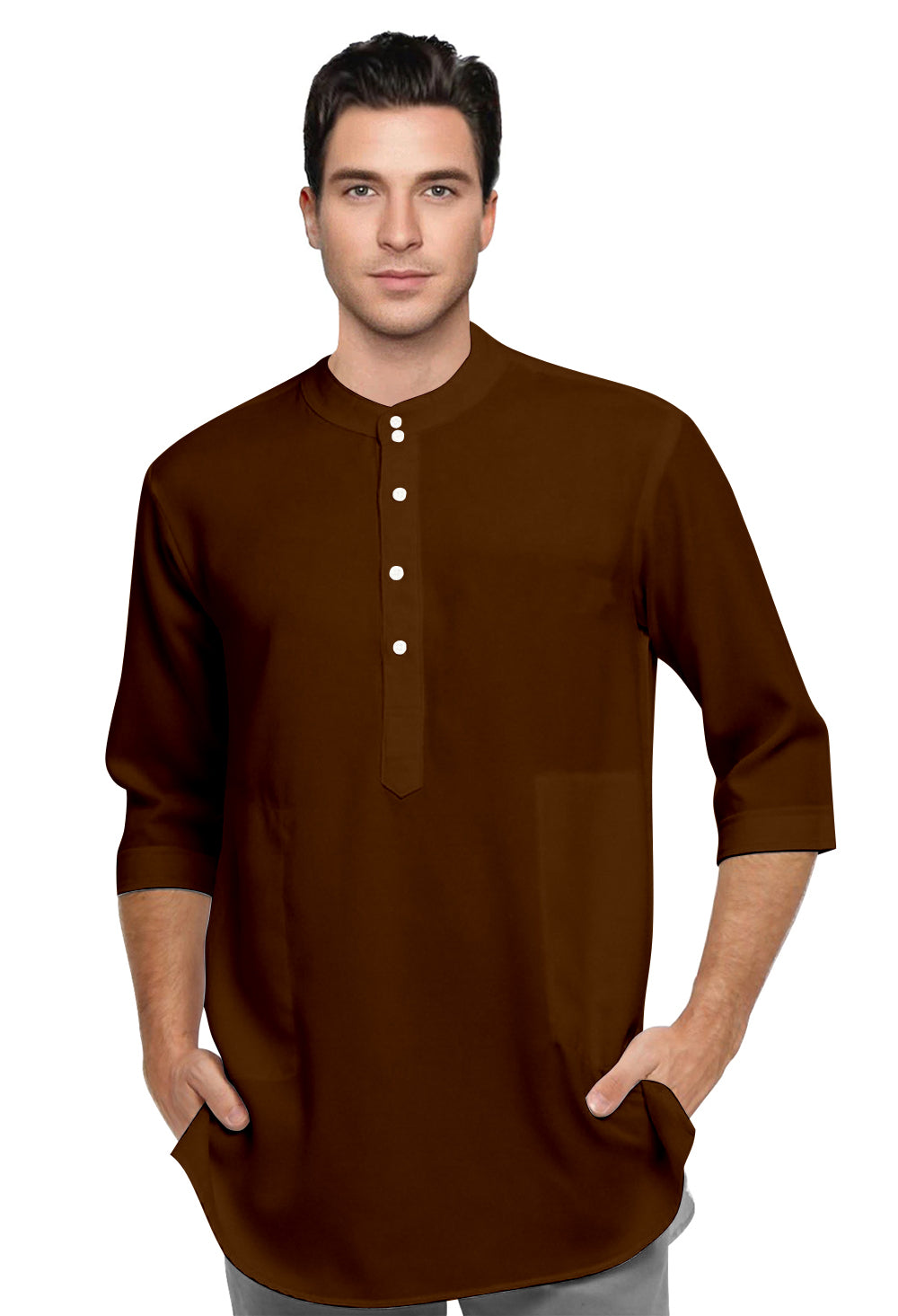 Baju Koko Kurta Pria Polos Tangan Panjang Kancing Depan Model Trendy