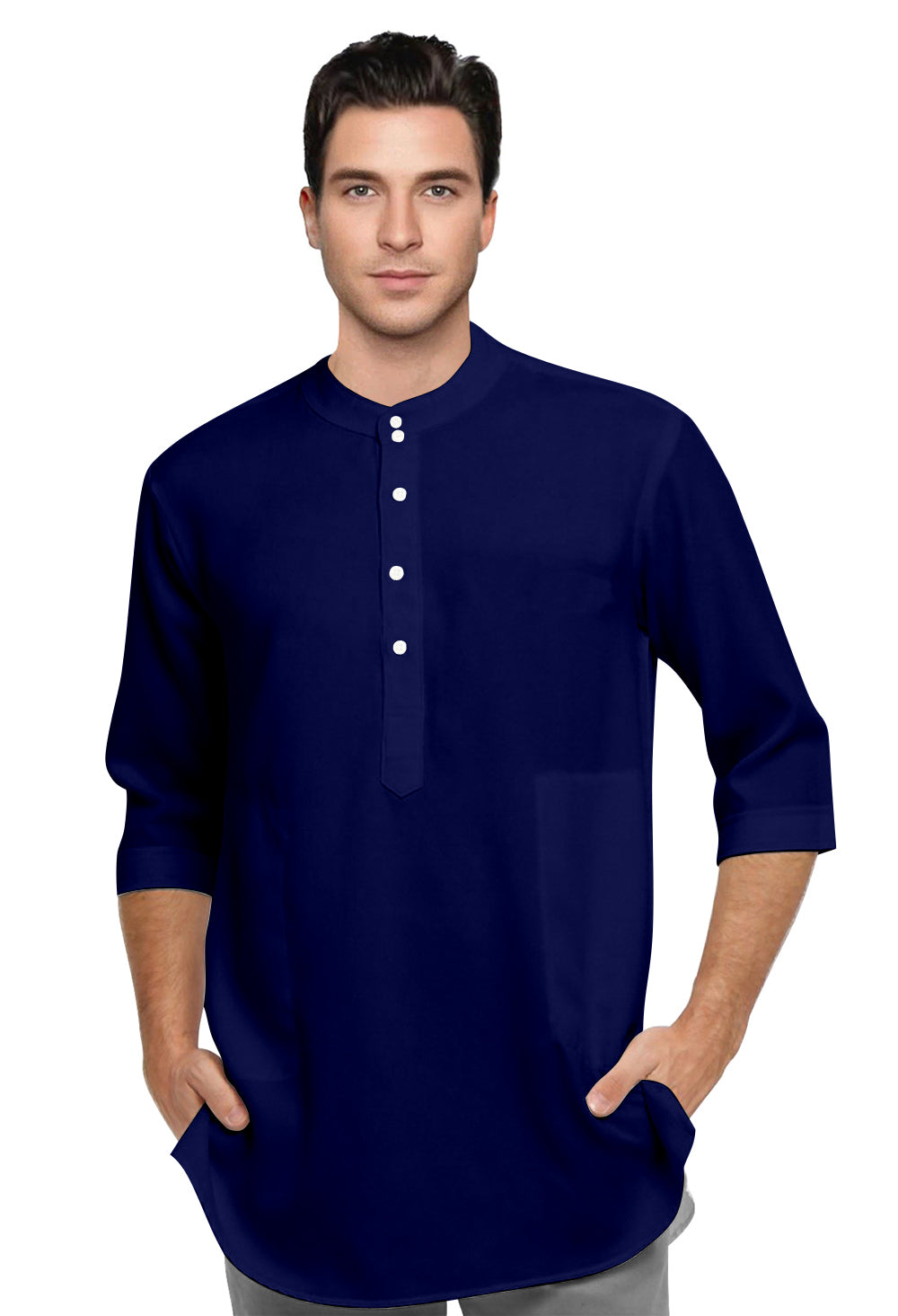 Baju Koko Kurta Pria Polos Tangan Panjang Kancing Depan Model Trendy