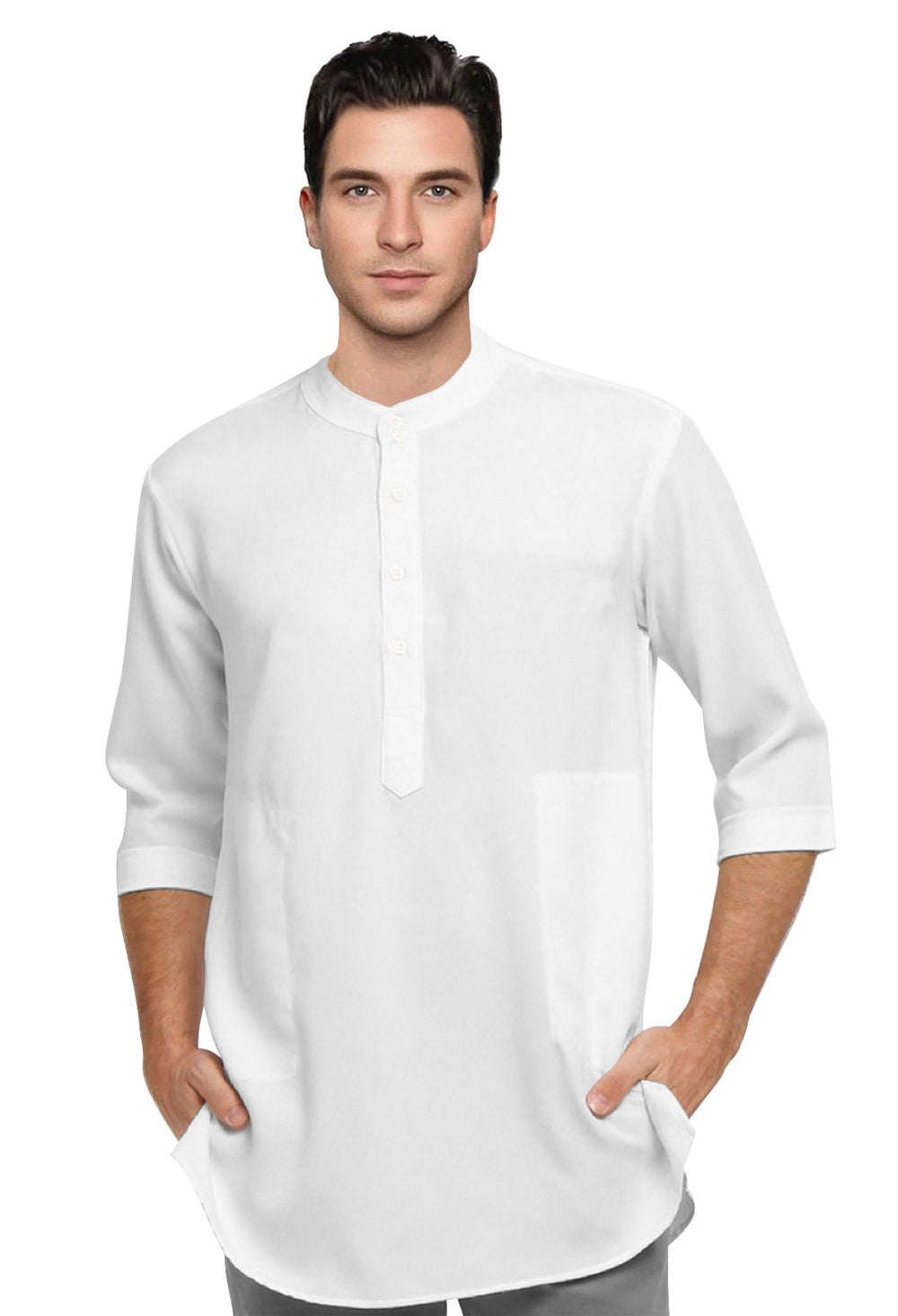 Baju Koko Kurta Pria Polos Tangan Panjang Kancing Depan Model Trendy