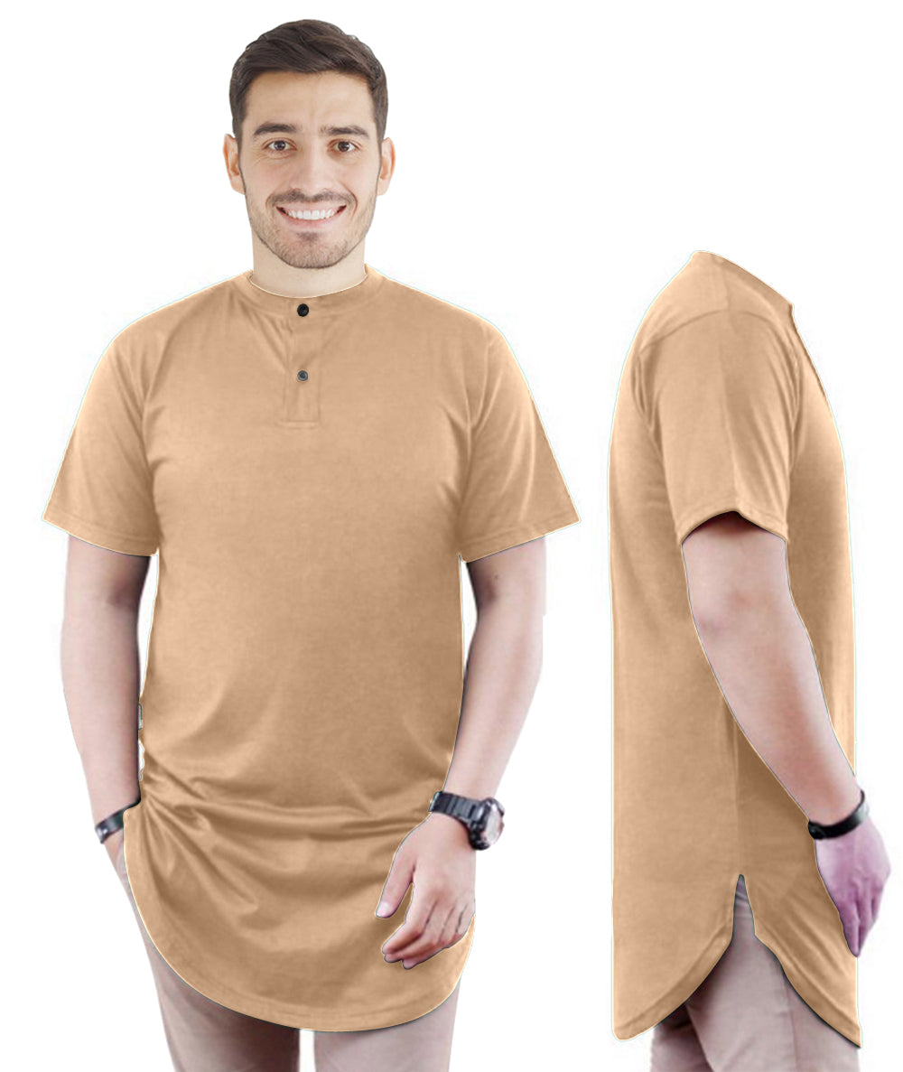 Kurta Pria Baju Koko Round Neck Pria Polos Tangan Pendek Belah Pinggir